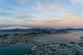 Panoramic shot of the city of  Tromsø